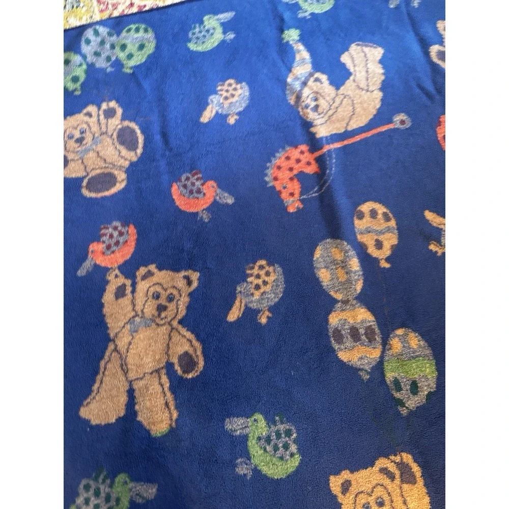 Vintage San‎ Marcos Reversible Blanket Teddy Bear Balloon Stick Horse AOP 81x56